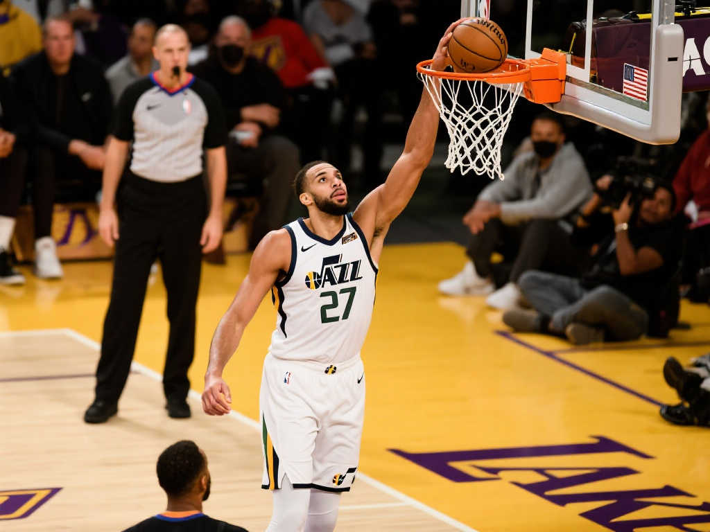 [流言板]黔驴技穷？戈贝尔对阵卢尼抛投失手，森林狼4分钟内落后14分